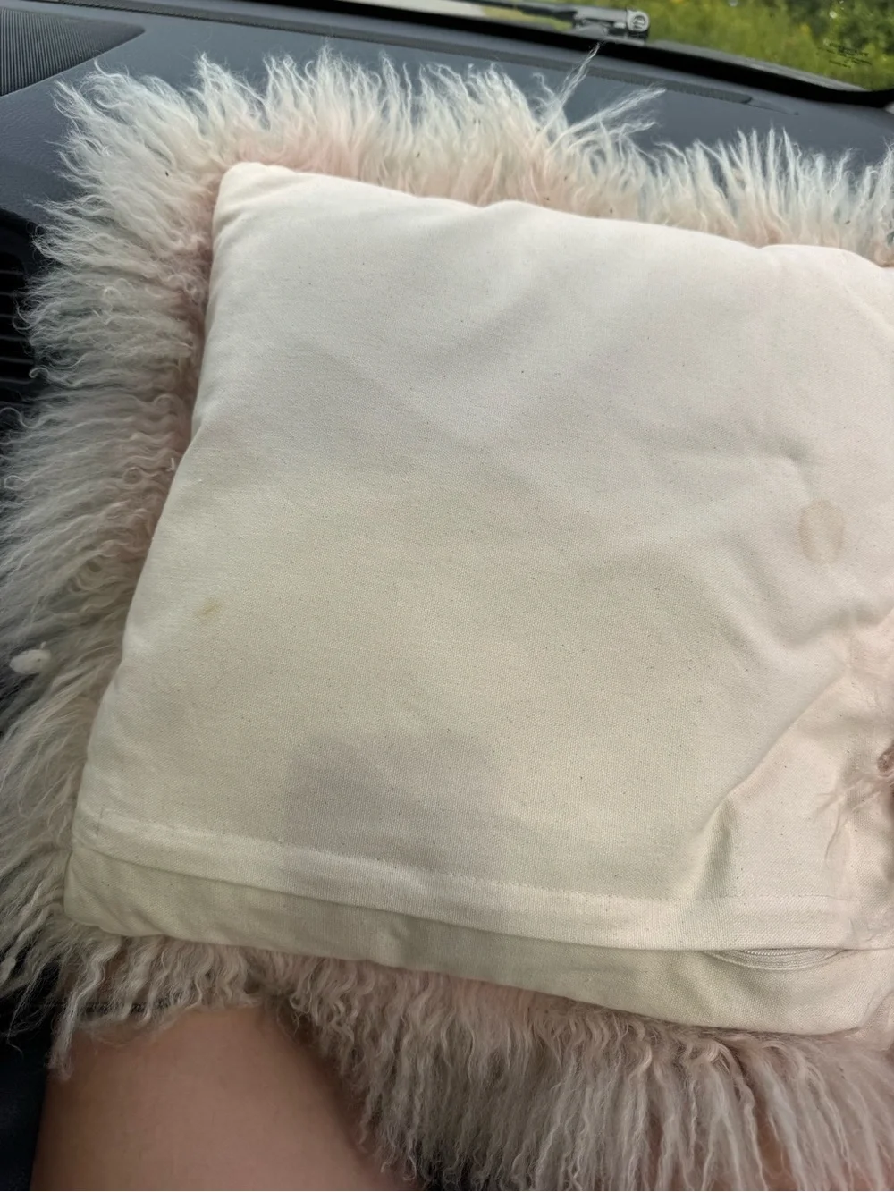 West Elm Mongolian Lamb Pillow w down insert 16